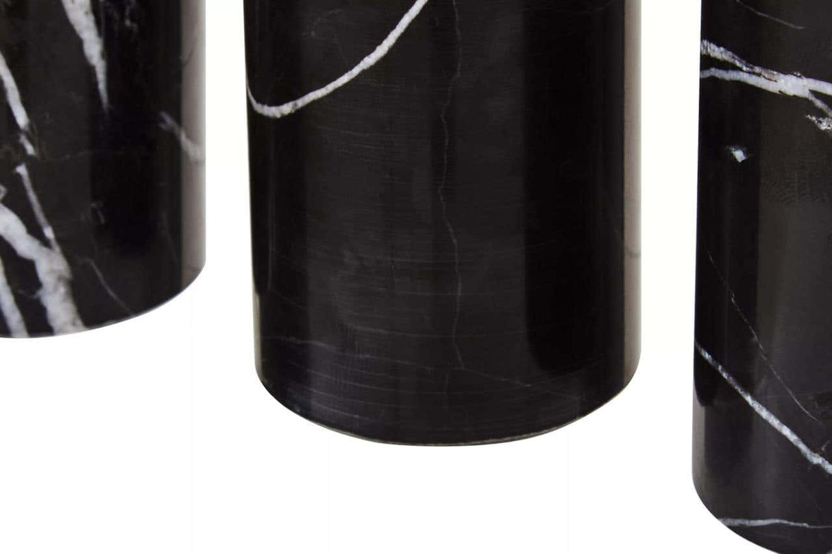 Salmo Set Of Three Black Marble Tealight Holders