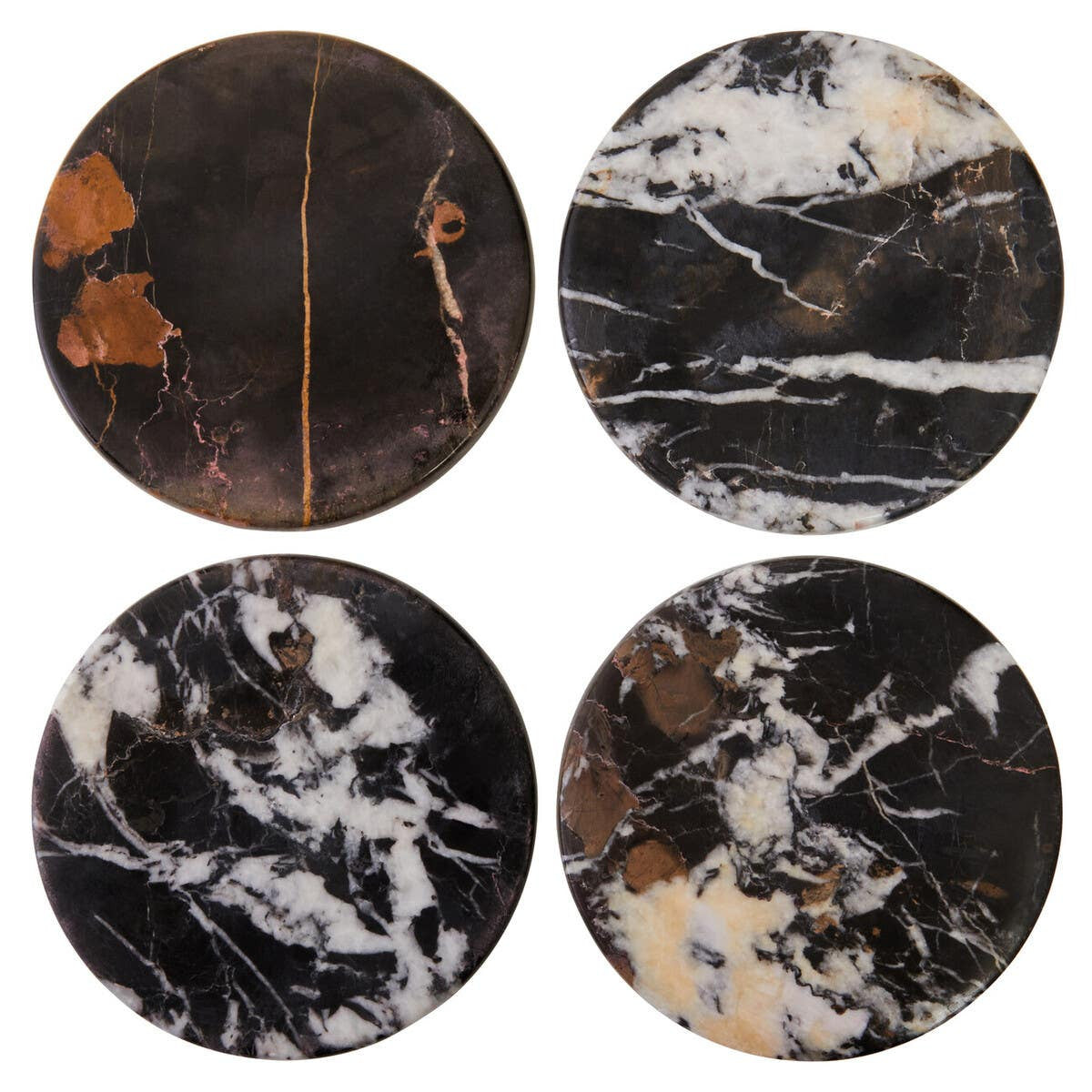 Salmo Black Marble Set of 4 Marble Coasters