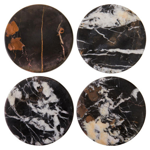 Salmo Black Marble Set of 4 Marble Coasters