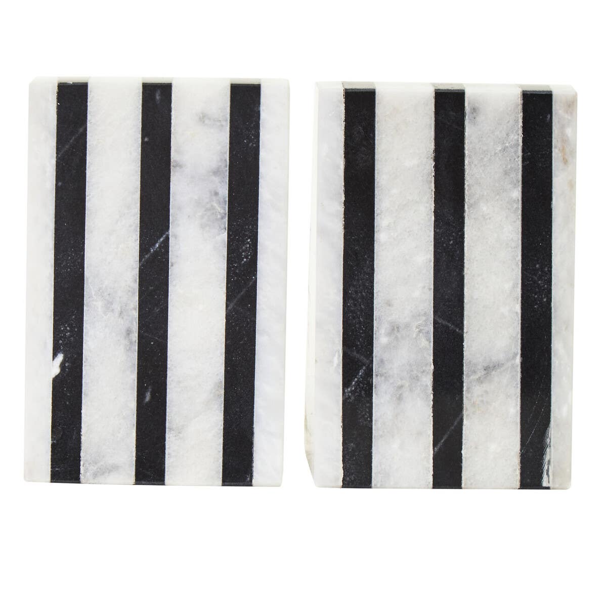 Soma Set of Two Striped White Marble Bookends