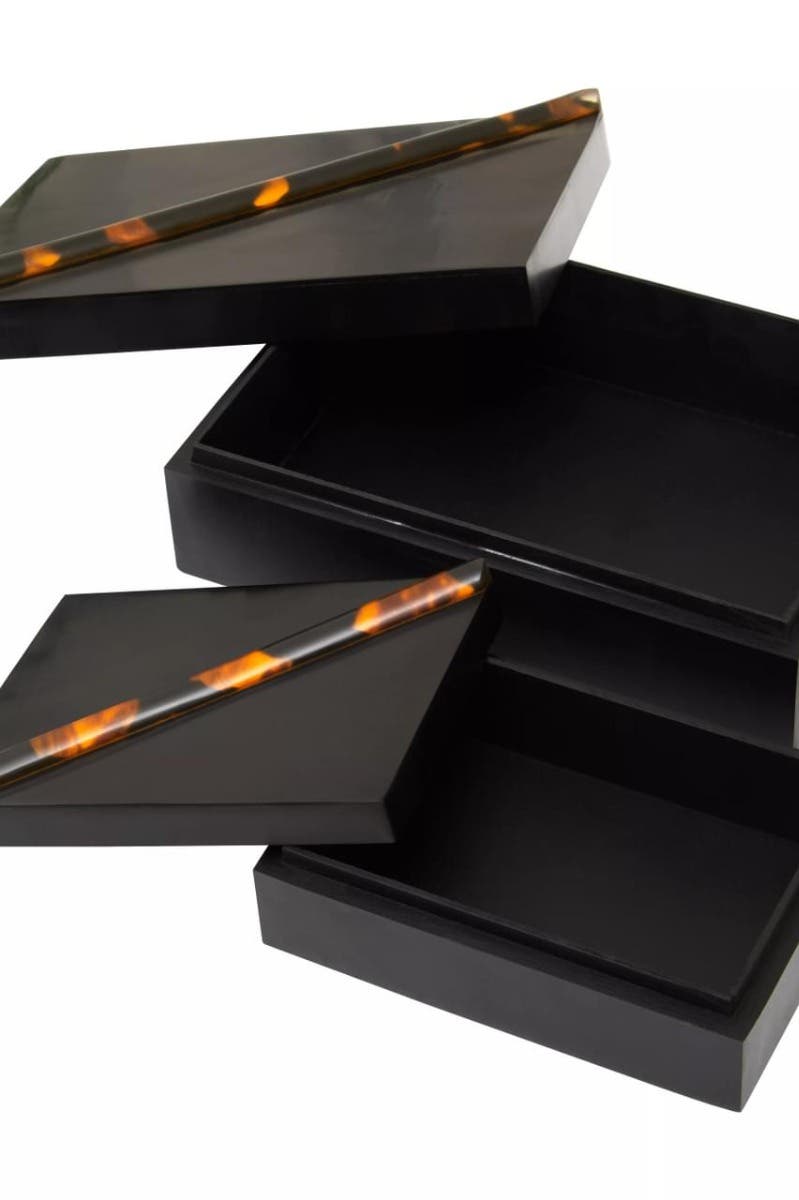 Roma Set Of Two Tortoise Shell Trinket Boxes