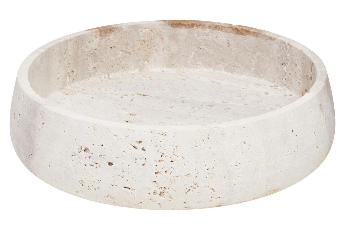 Tibor Travertine Bowl with Raised Edges
