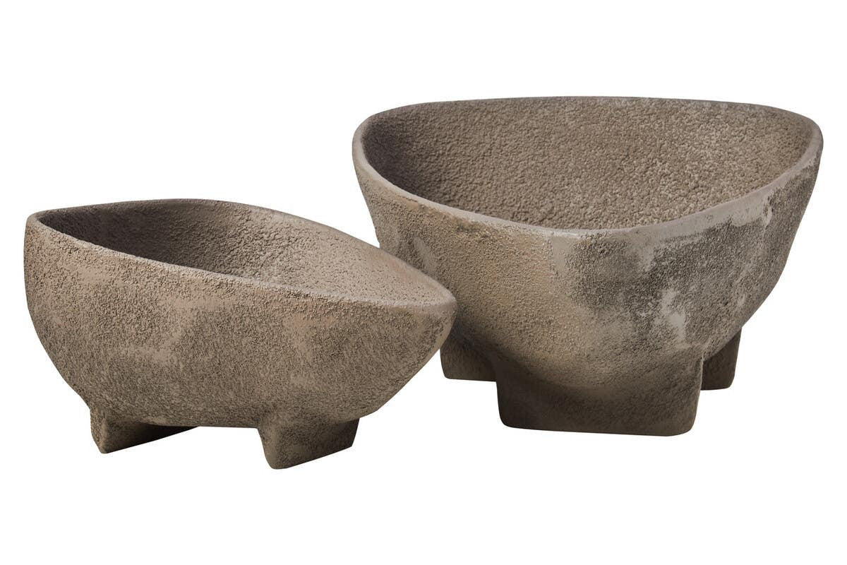 Deriva Set of Two Textured Grey Bowls