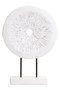 Fidel Small Distressed White Mango Wood Carved Sculpture