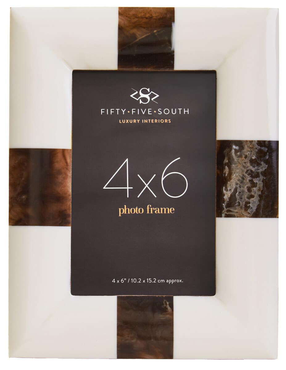 Decio 4In x 6In Cream And Brown Finish Photo Frame