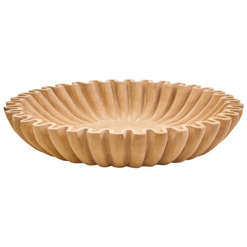 Savio Large Ochre Fluted Marble Bowl