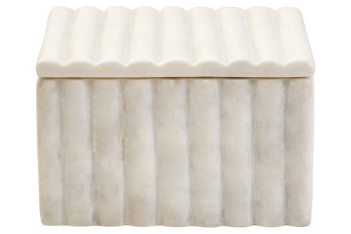 Savio Square White Fluted Marble Box