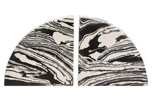 Helsa Black and White Marble Set of Two Bookends