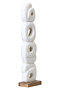 Fidel Rustic White Mango Wood Stacked Ring Sculpture