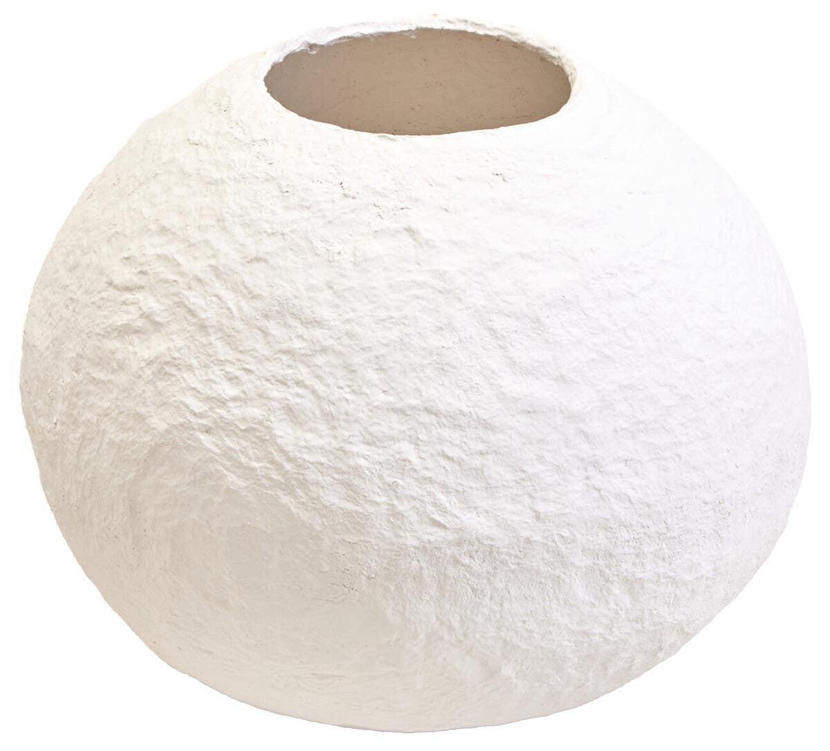 Sanai White Cotton Mache Large Round Vase