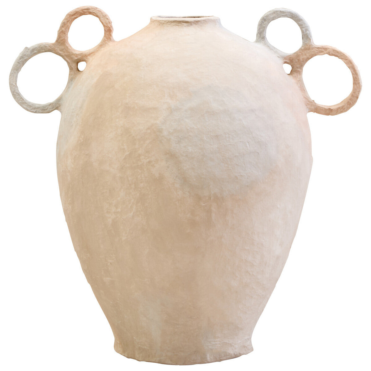 Sanai Natural Cotton Mache Large Vase With Decorative Handles