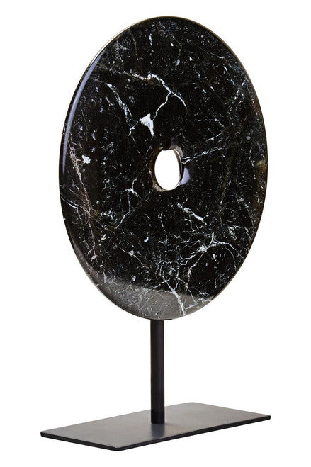 Salmo Small Black Marble Round Dia 20cm Disc Sculpture