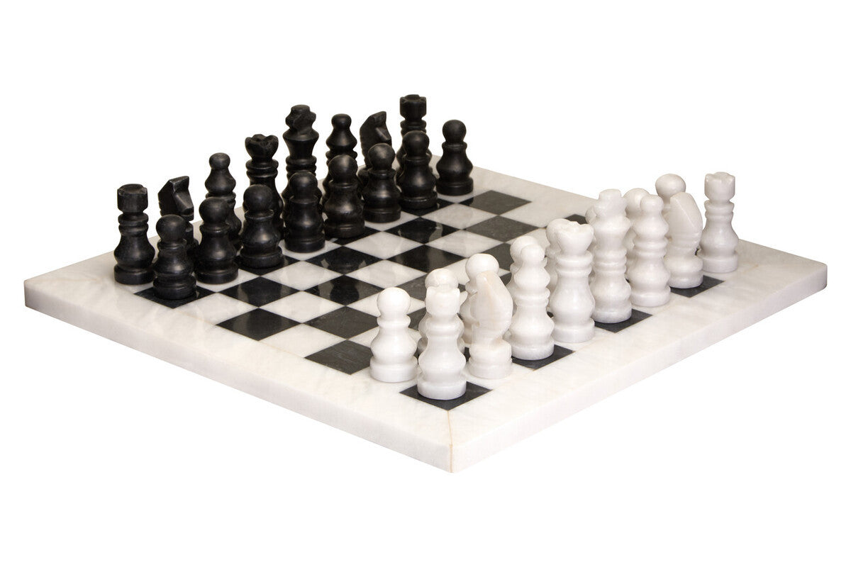 Flos White and Black Small Marble Chess Set