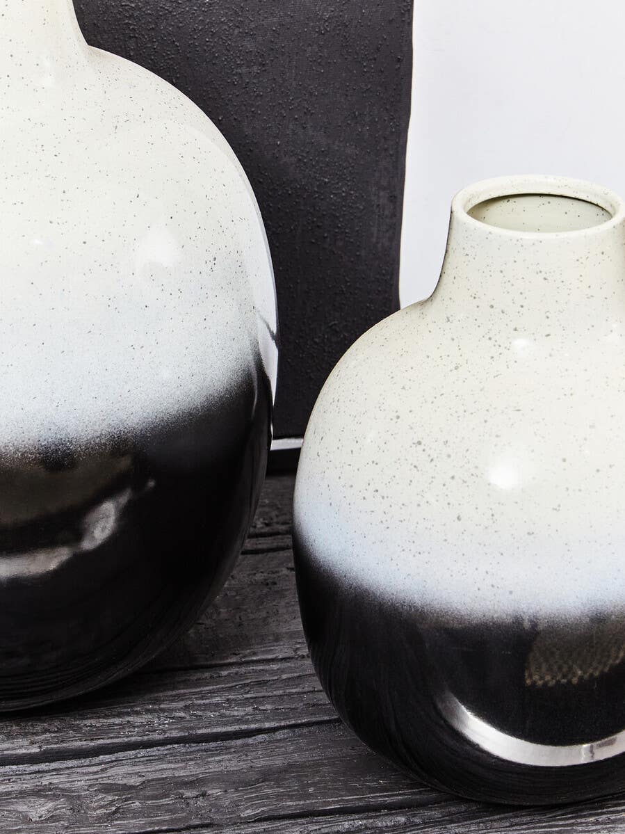 Ramus Small Black And White Ombre Vase