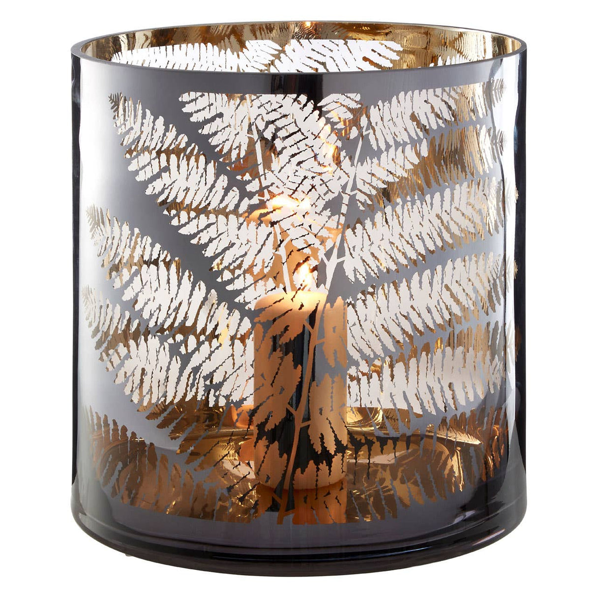 Fern Large Glass Hurricane Candle Holder