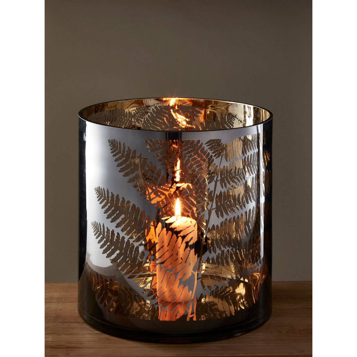 Fern Large Glass Hurricane Candle Holder