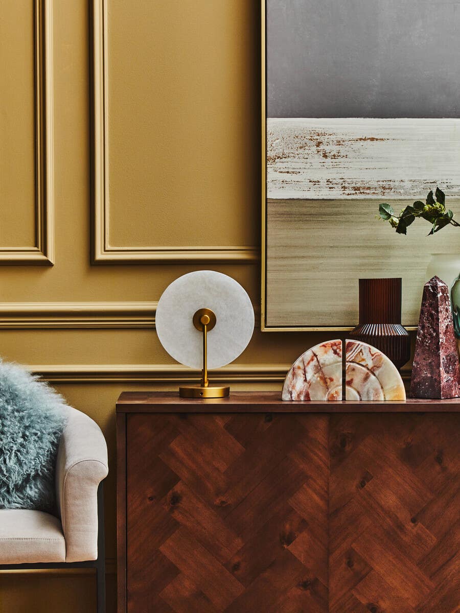 Waldorf White Marble And Gold Finish Table Lamp
