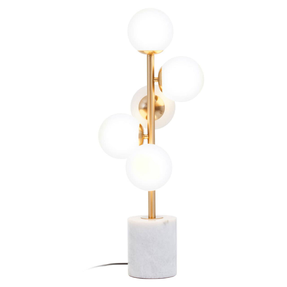 Abira White Marble and Brushed Brass 5 Bulb Table Lamp
