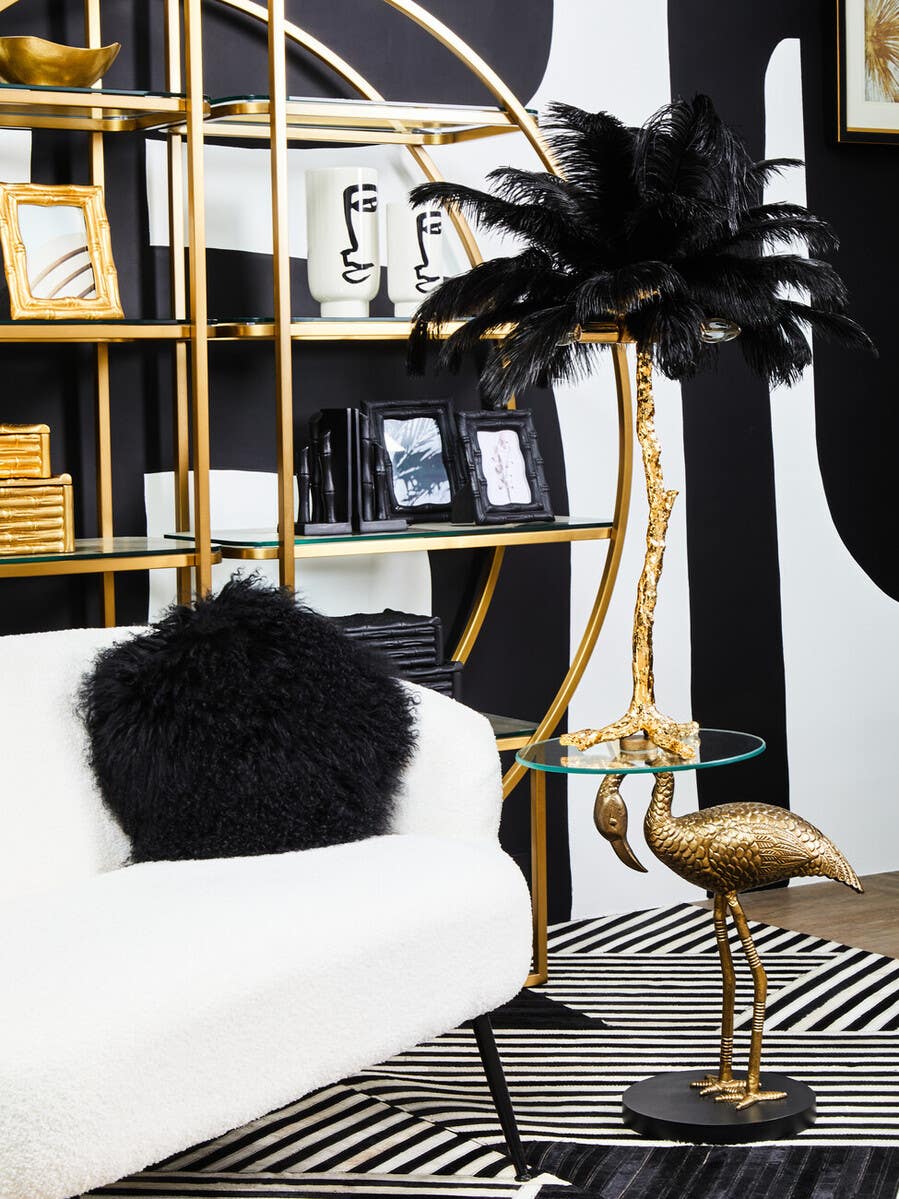 Zendaya Black Ostrich Feather Table Lamp