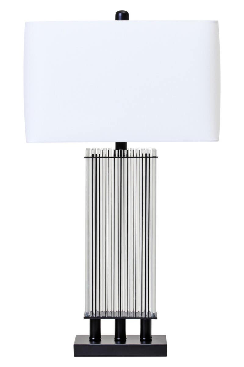 Elana Clear Glass Table Lamp With Matte Black Base