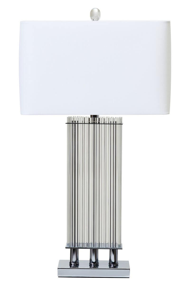 Elana Clear Glass Table Lamp With Matte Silver Base