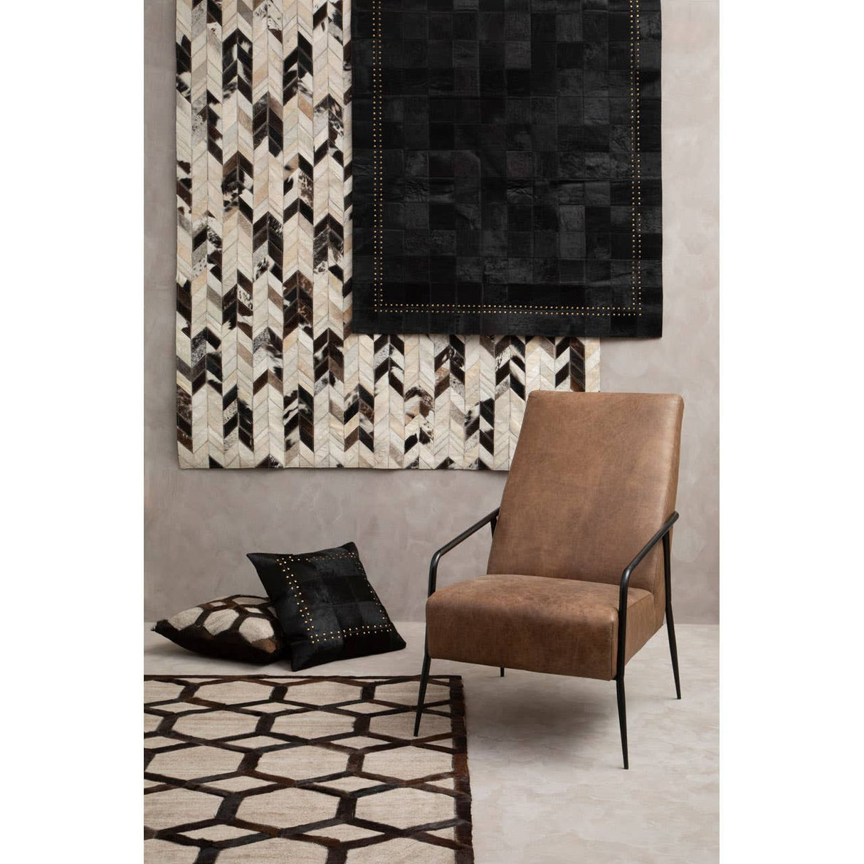 Safira Large Black Patchwork Rug