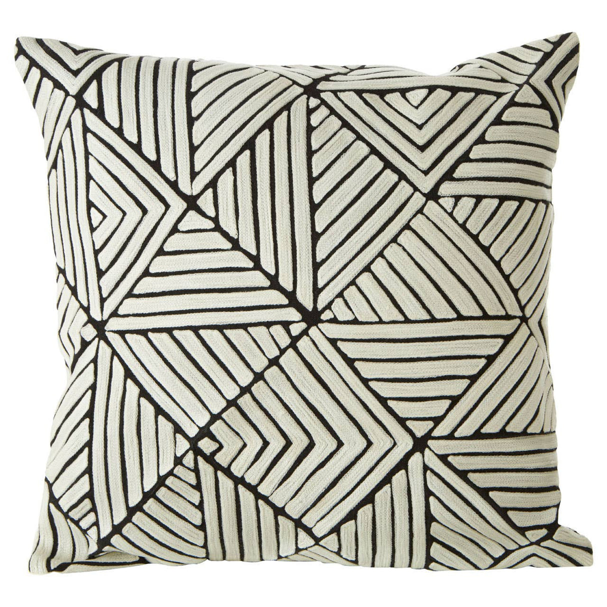 Bosie Ozella Black and Geometric Maze Design Square Cushion