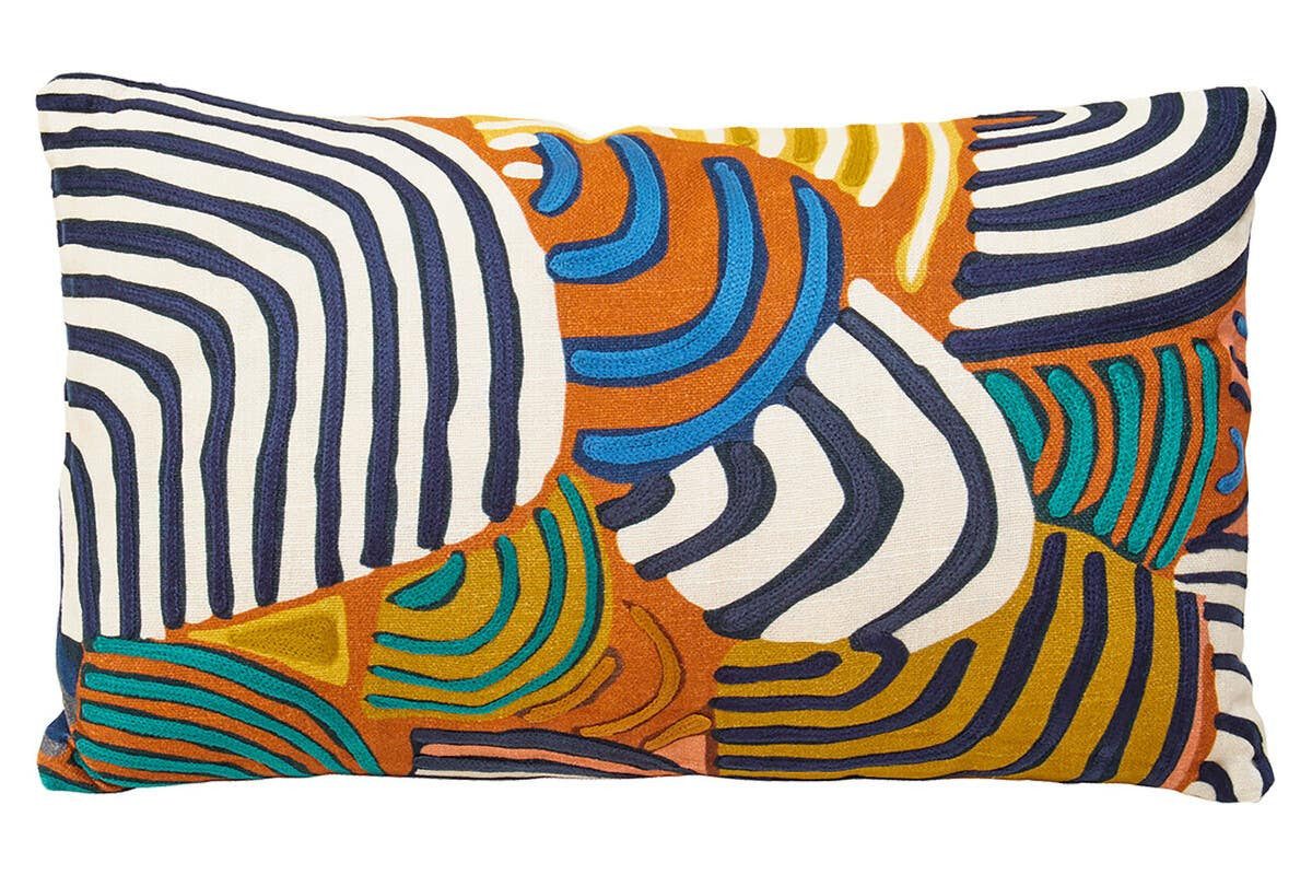 Bosie Ozella Multi Colour Abstract Swirl Rectangular Cushion