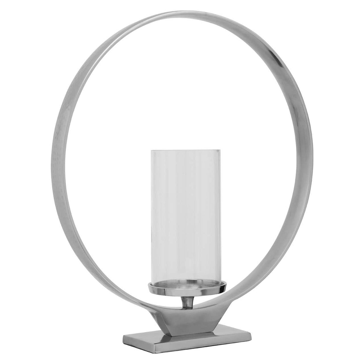 Cirqua Large Silver Candle Holder