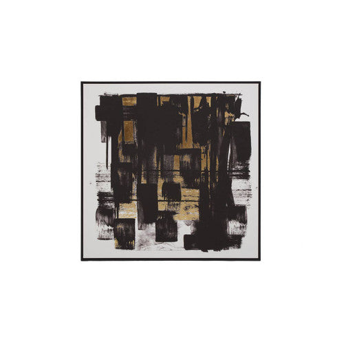Astratto Black White and Gold Square Wall Art