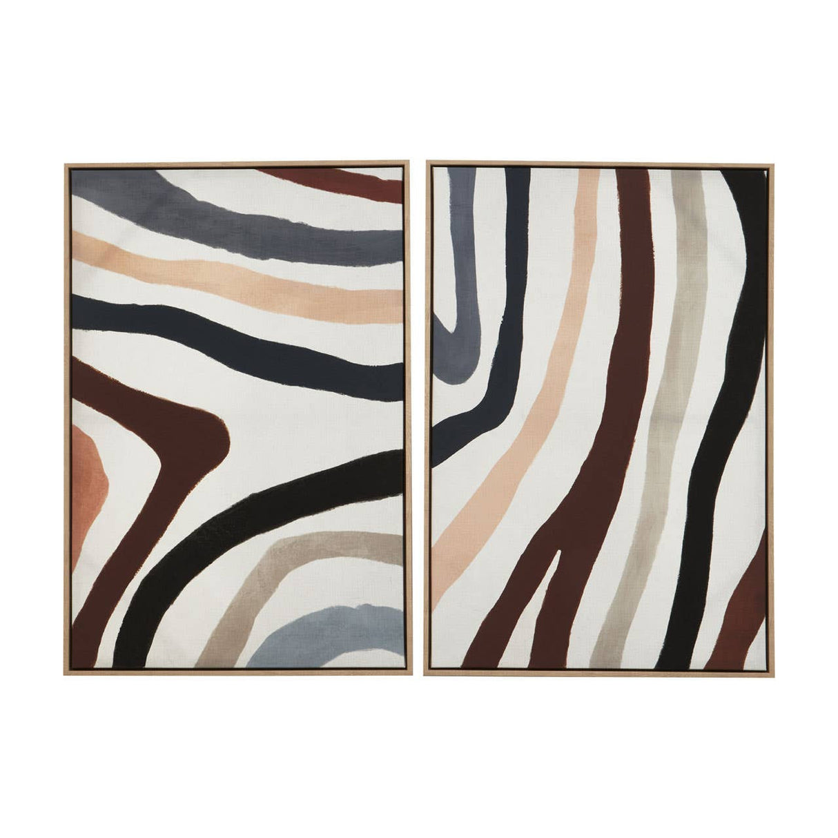 Astratto Set of Two Multi Coloured Abstract Wave Wall Art