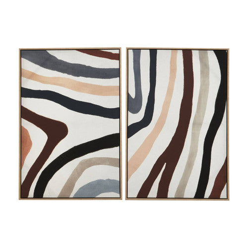 Astratto Set of Two Multi Coloured Abstract Wave Wall Art