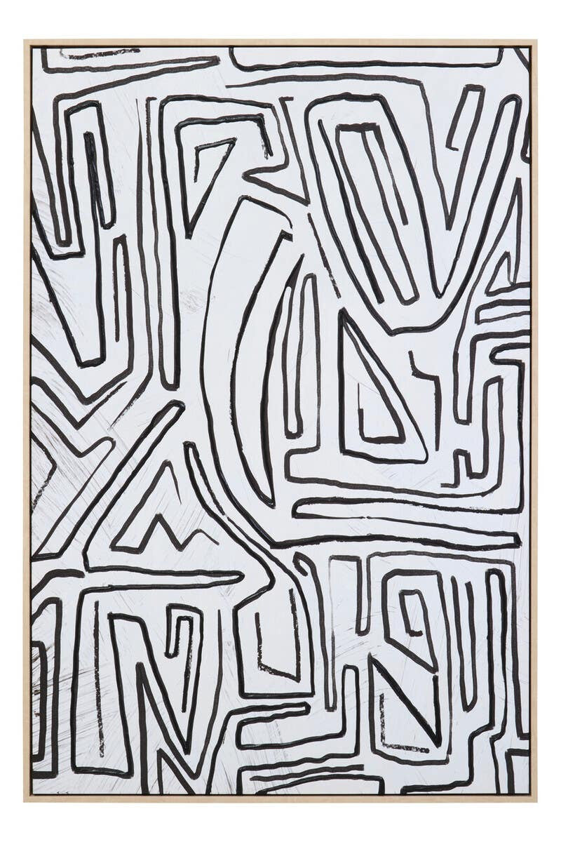 Astratto Abstract Black and Cream Textured Wall Art