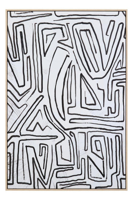 Astratto Abstract Black and Cream Textured Wall Art