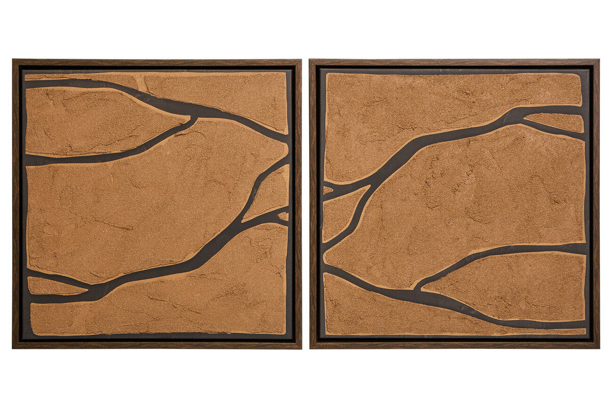 Astratto Set of 2 Brown and Black Textured Wall Art