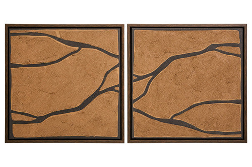 Astratto Set of 2 Brown and Black Textured Wall Art