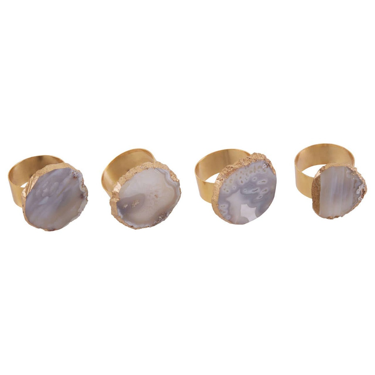 Bowerbird Agata Grey / Gold Napkin Rings