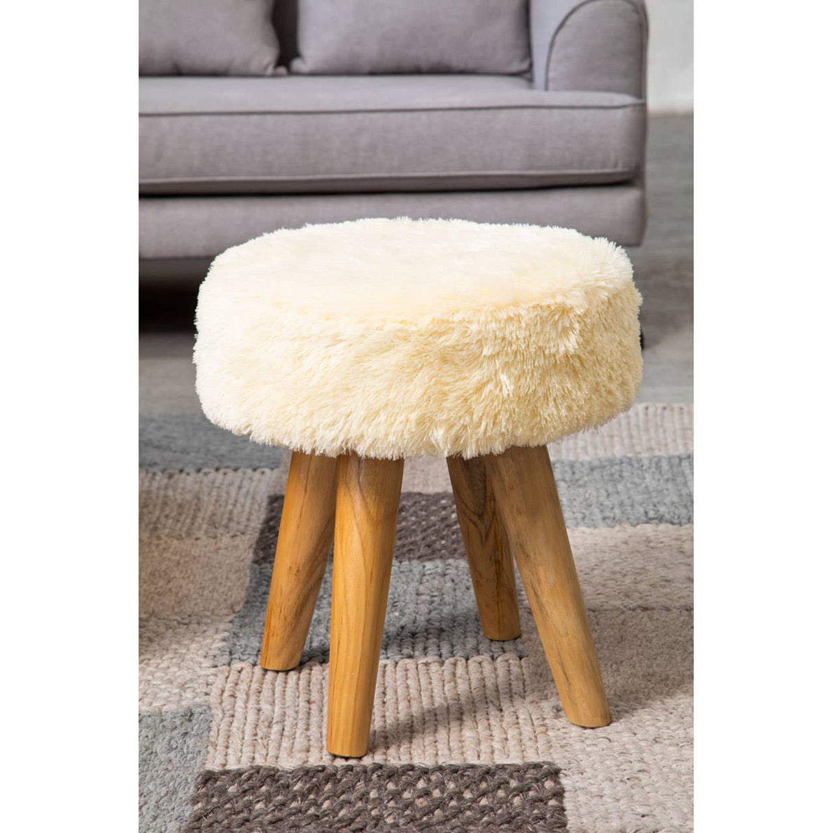 Kendari White Round Stool