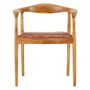 Kendari Brown Leather and Teak Wood Frame Chair