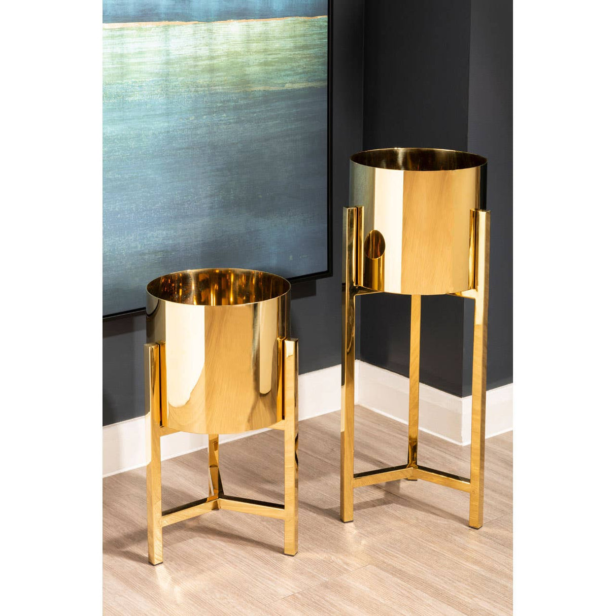 Piermount Large Gold Finish Planter