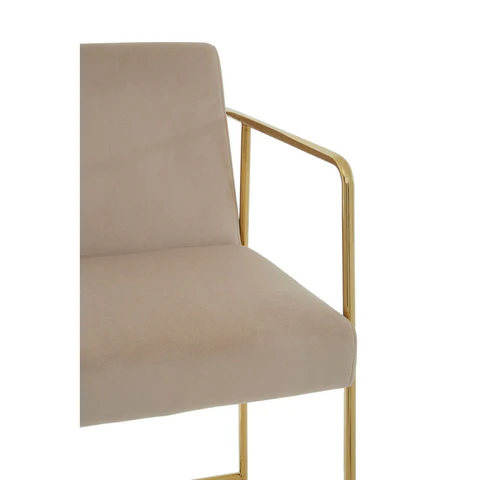 Brookwood Mink Velvet and Gold Bar Stool Beige