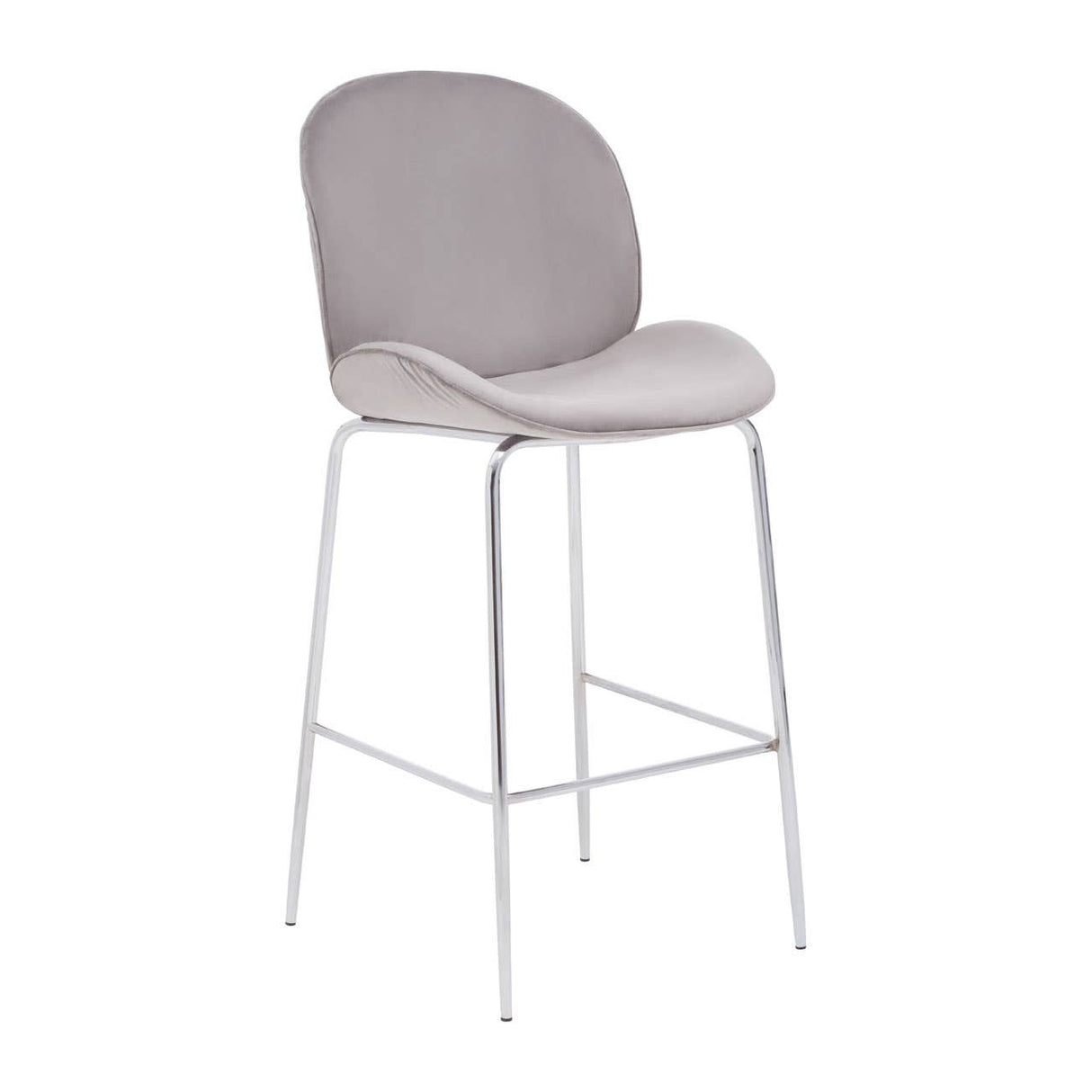 Tamzin Mink Velvet Chrome Finish Bar Chair