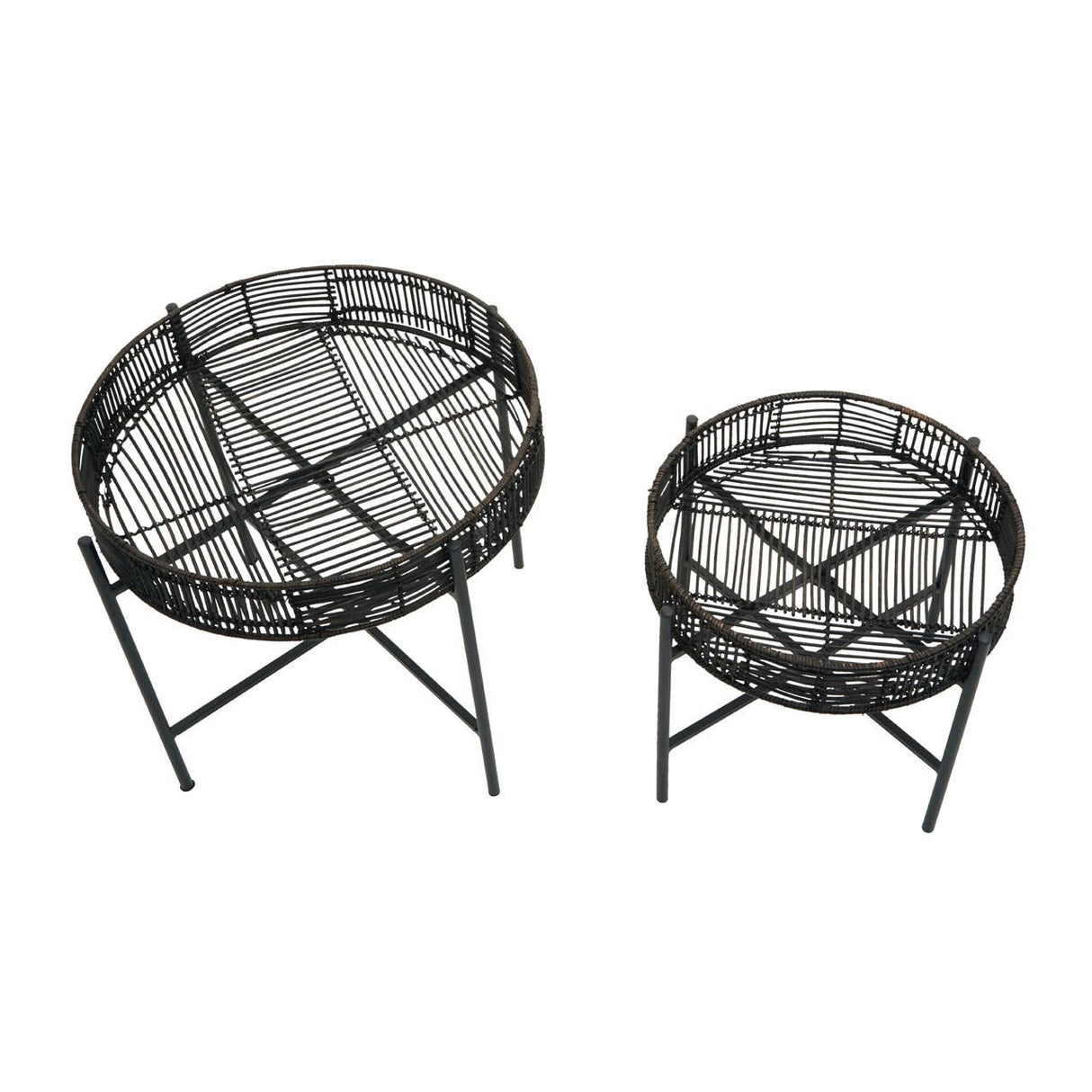 Batu Set Of 2 Black Rattan Side Tables