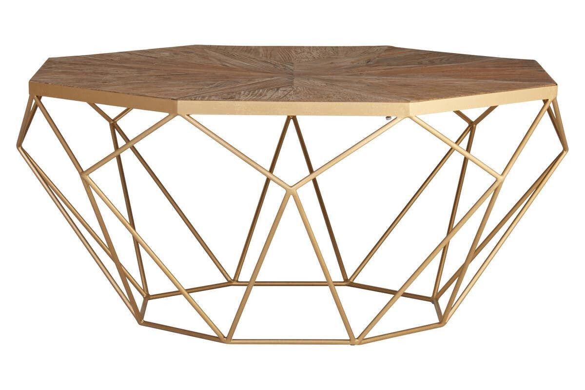 Jodi Octagonal Wooden Coffee Table with Gold Frame