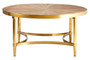 Jana Round Wooden Coffee Table with Gold Frame