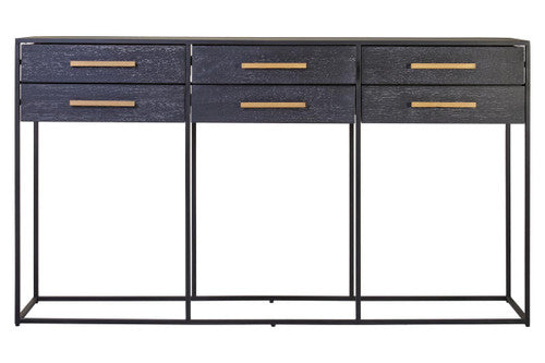 Judd Black Finish 6 Drawer Console Table