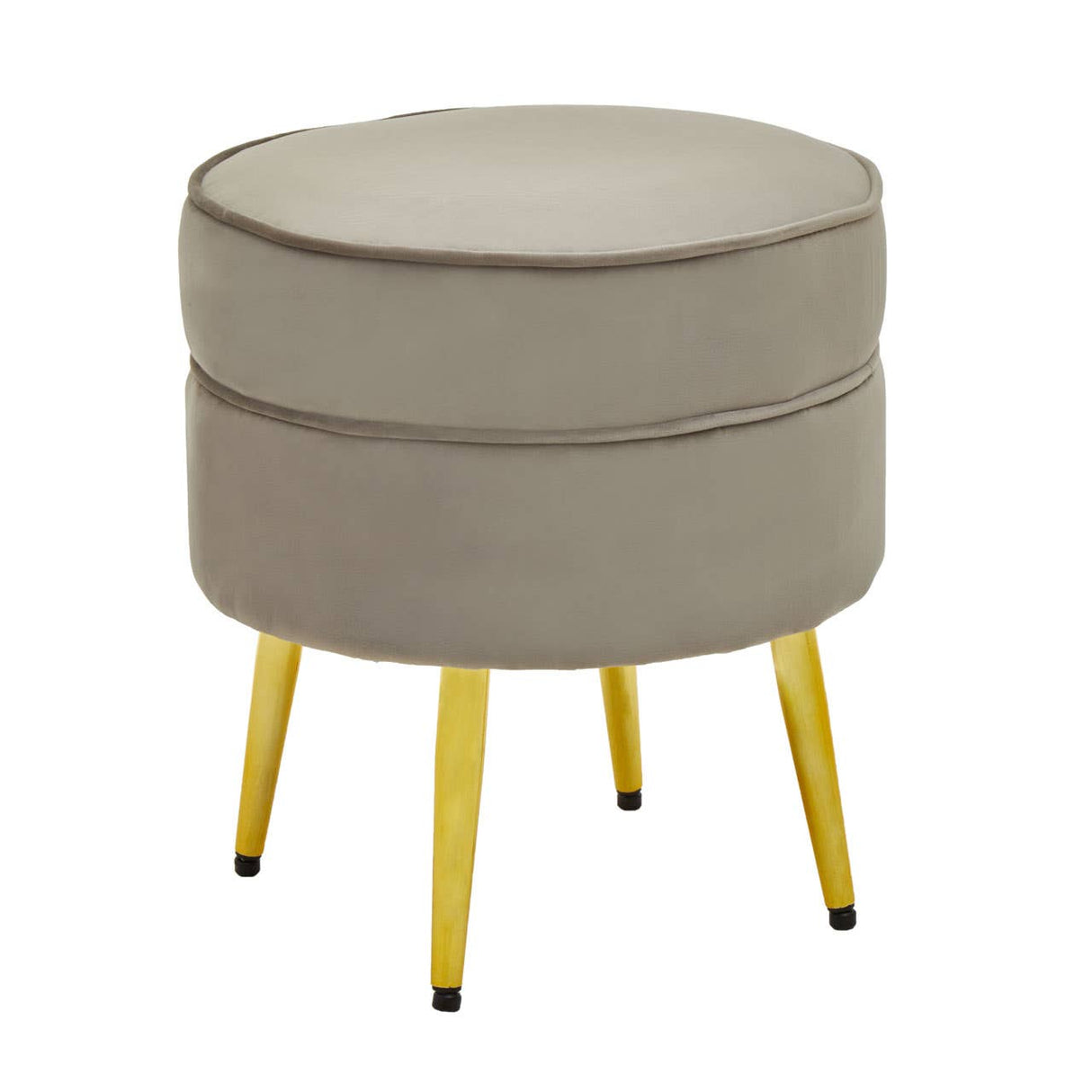 Tamra Round Velvet Gold Leg Footstool