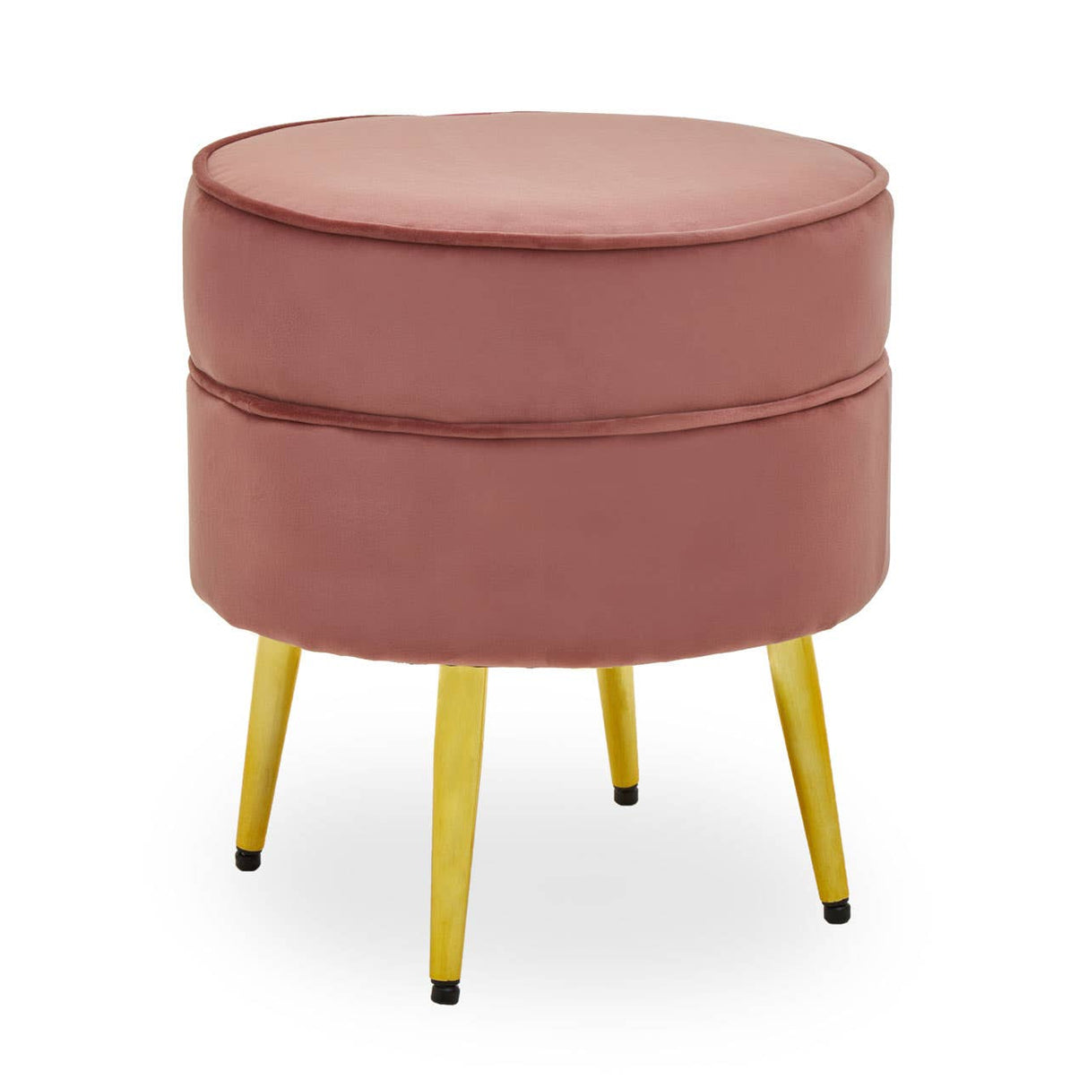 Tamra Round Velvet Gold Leg Footstool