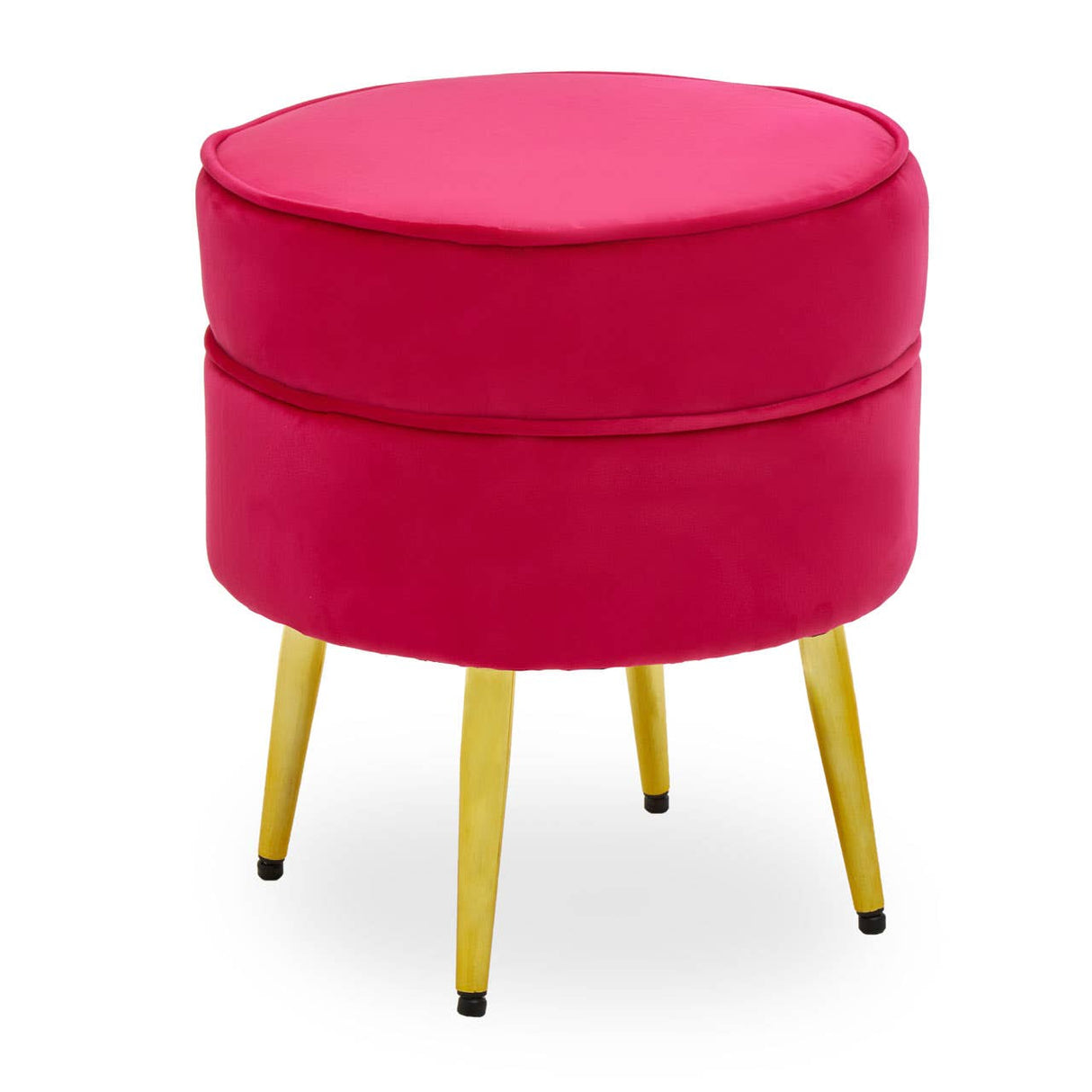 Tamra Round Velvet Gold Leg Footstool