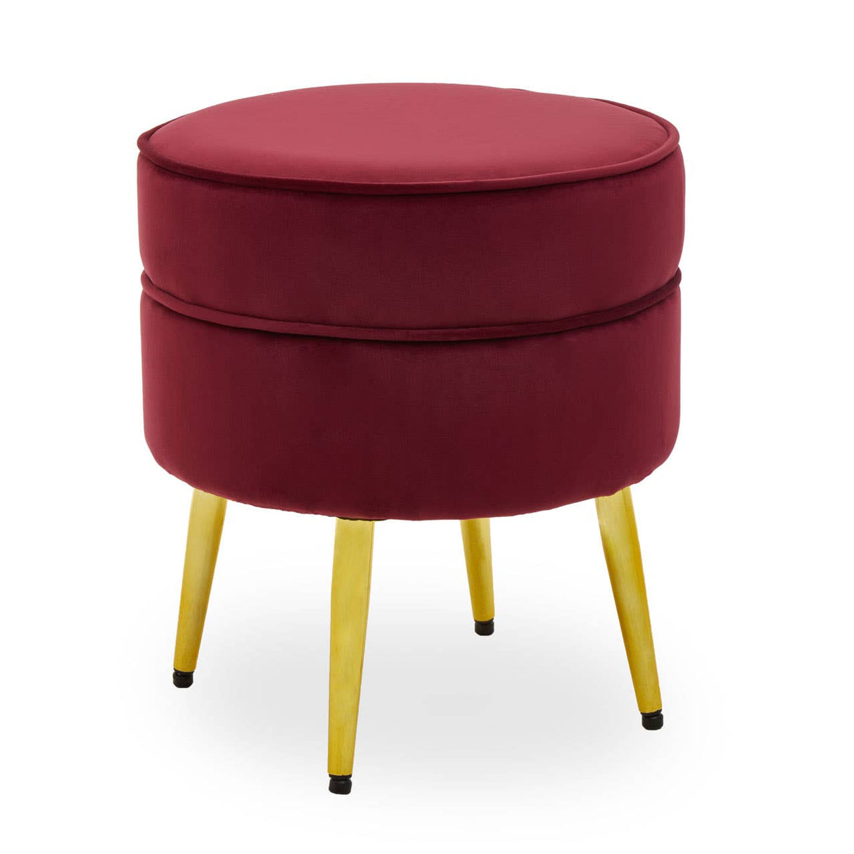 Tamra Round Velvet Gold Leg Footstool